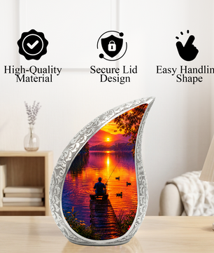 Fishing Cremation Urn for Dad – Gone Fishing Memorial Urn for Human Ashes, Personalized Fishing Urn