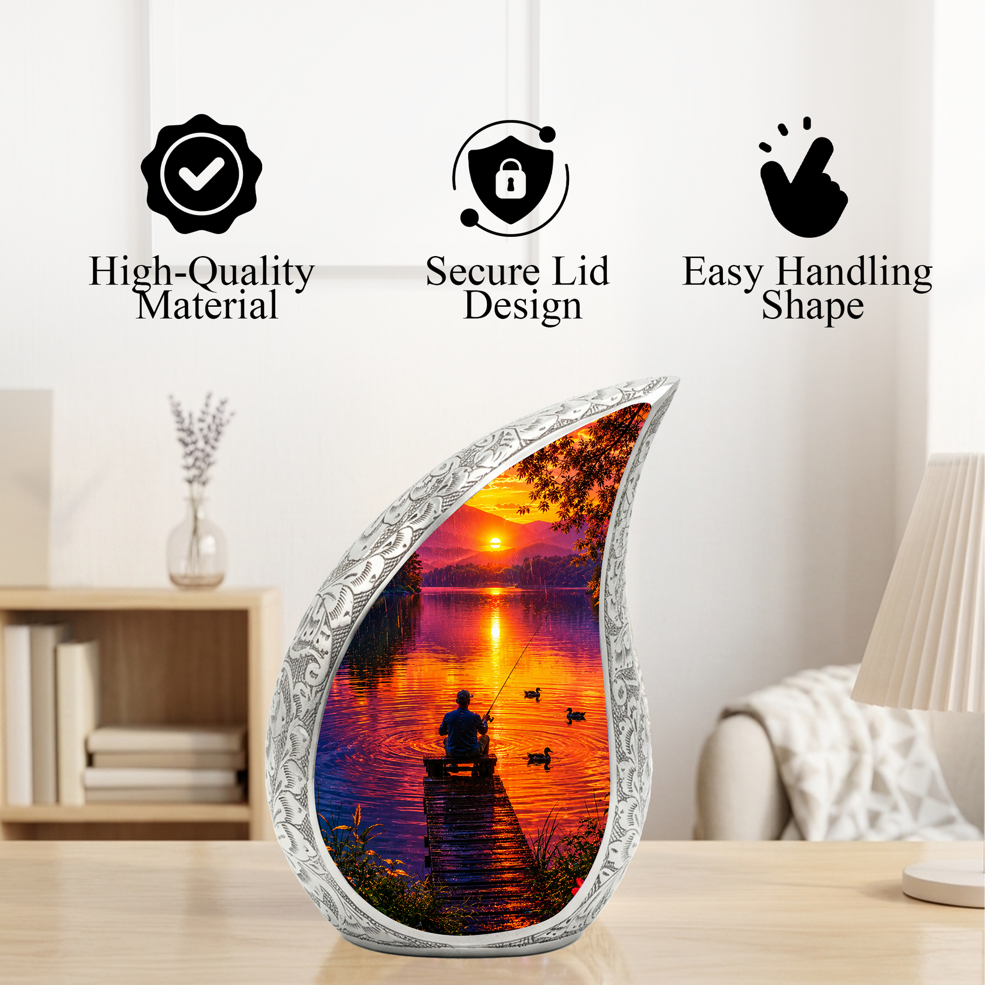 Fishing Cremation Urn for Dad – Gone Fishing Memorial Urn for Human Ashes, Personalized Fishing Urn