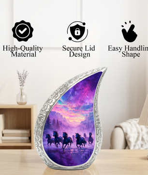 Running Horses Adult Urn for Human Ashes – Premium Horses Cremation Urn