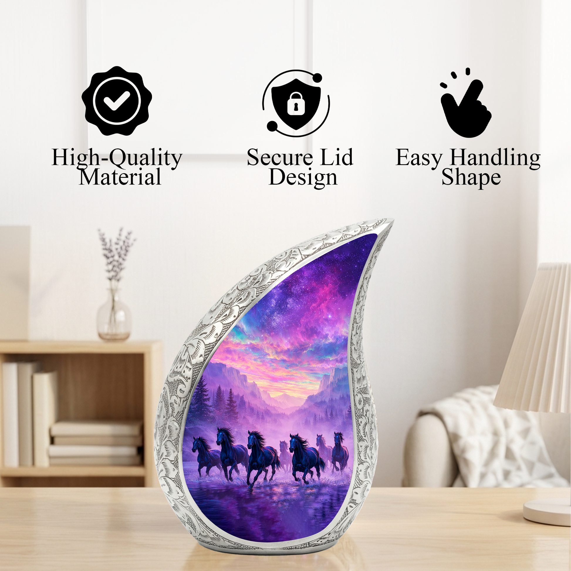 Running Horses Adult Urn for Human Ashes – Premium Horses Cremation Urn