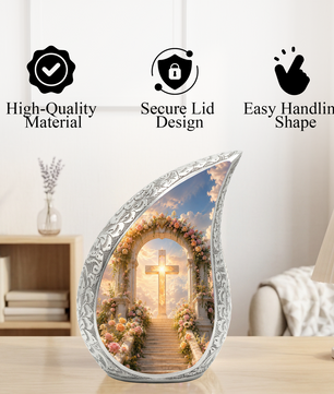 Heaven Cross Urn for Adult Ashes | Elegant Adult Cremation Urn for Human Ashes Memorial