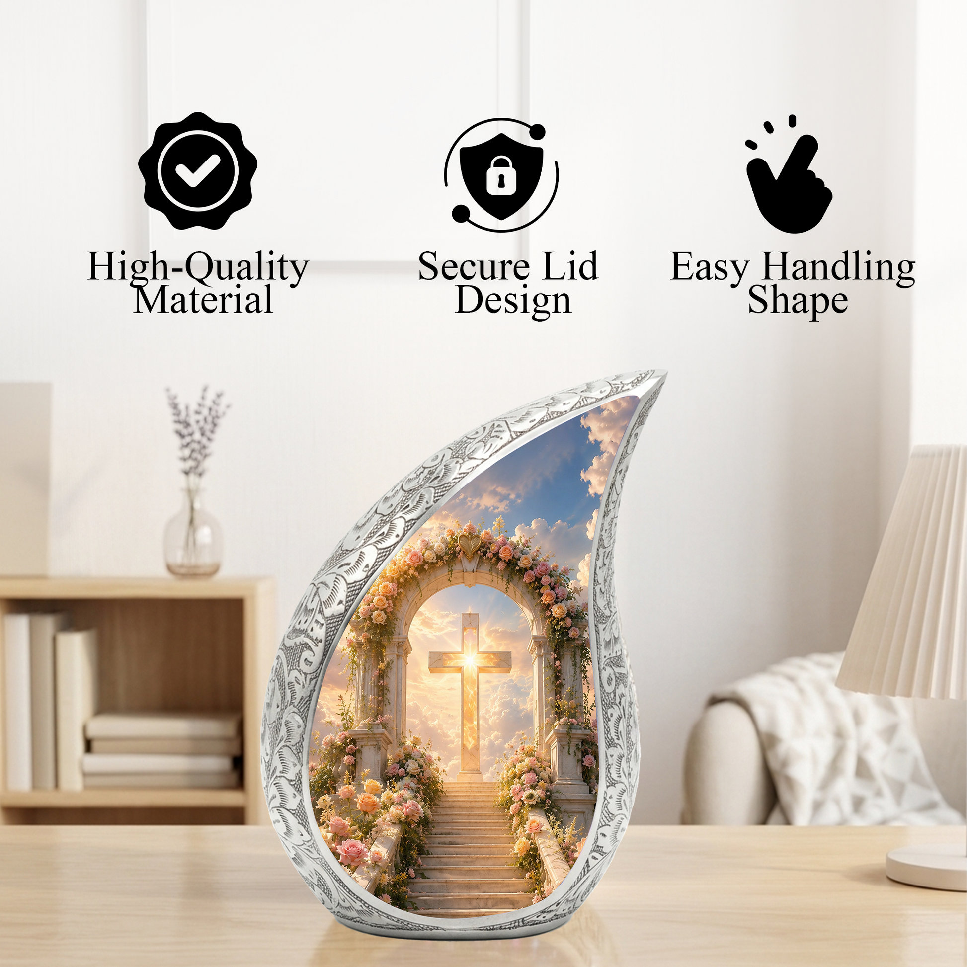Heaven Cross Urn for Adult Ashes | Elegant Adult Cremation Urn for Human Ashes Memorial