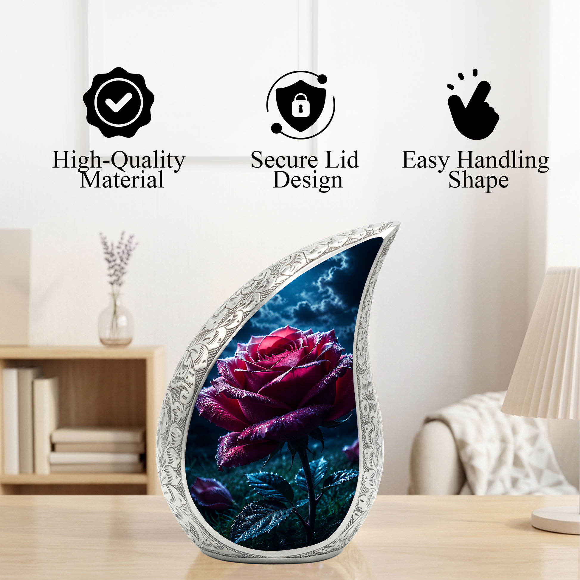 Rose Urn for Mom Ashes | Beautiful Rose Cremation Urn for Women, Mother, Sister, Daughter