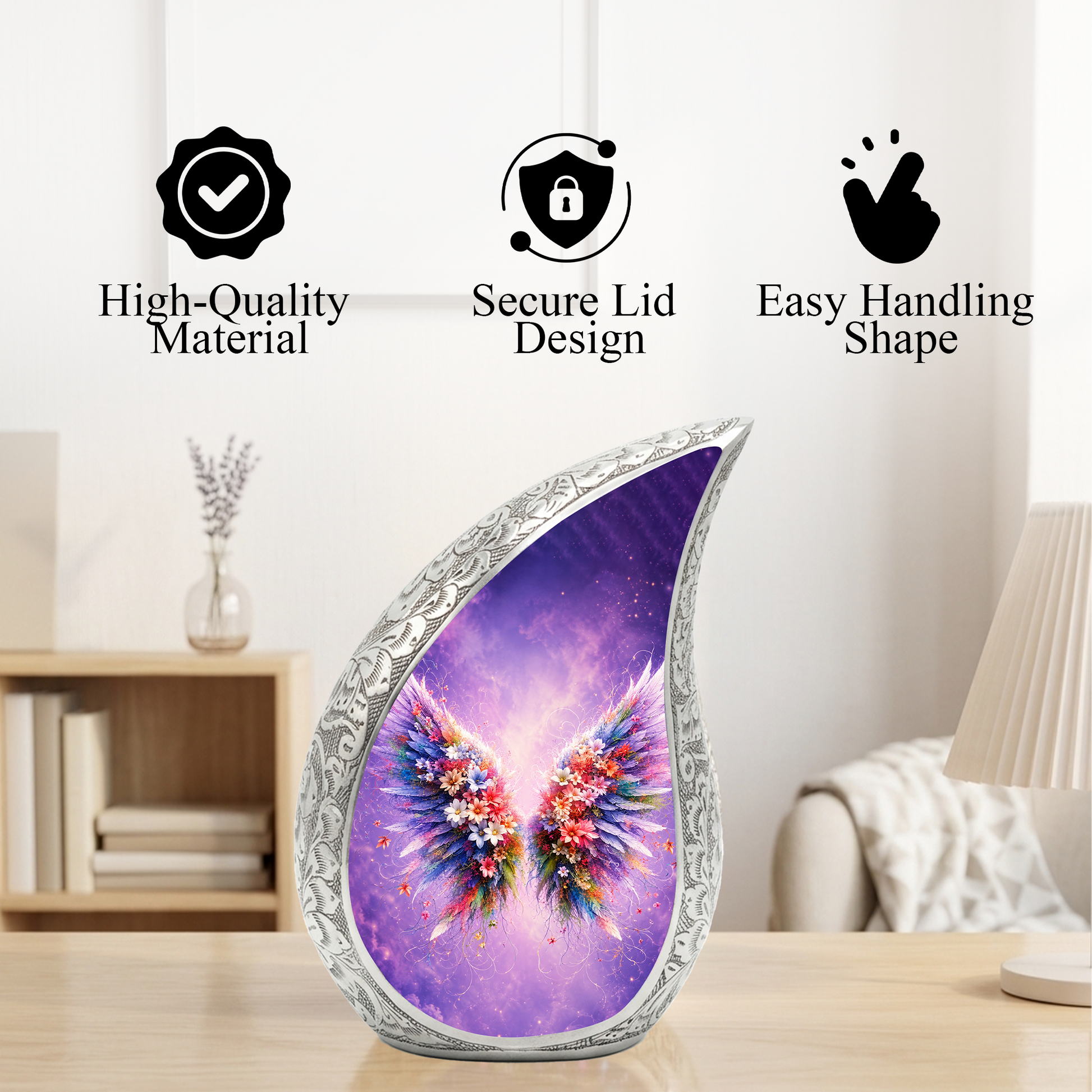 Angel Wings Memorial Urn for Mom, Beautiful Cremation Urn for Women