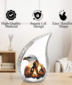 Eagle Memorial Adult Cremation Urn, Native American Inspired Adult Urn for Ashes