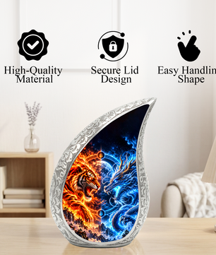 Tiger and Dragon Cremation Urn for Ashes, Fire and Ice Memorial Urn