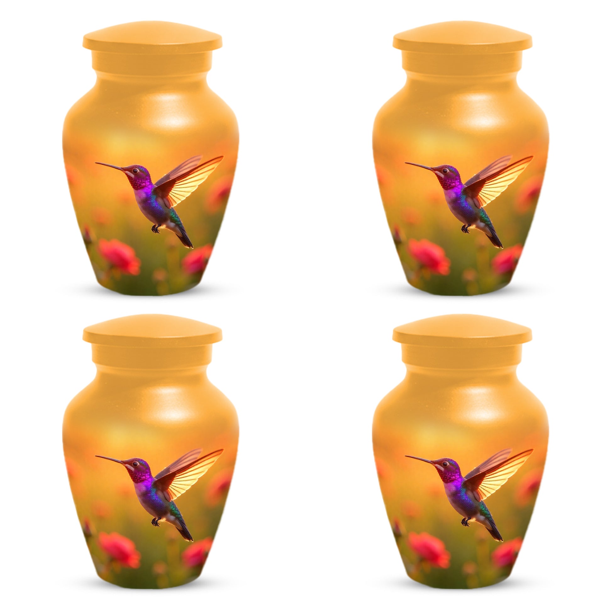 Golden Hummingbird Sunset Adult Urn for Human Ashes | Elegant Adult Cremation Urn