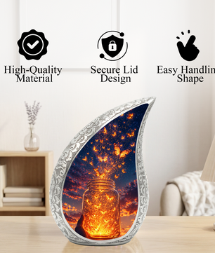 Butterfly Sunset Urn for Ashes | Glowing Butterfly Cremation Urn, Butterfly Urn for Human Ashes, Beautiful Memorial Urn
