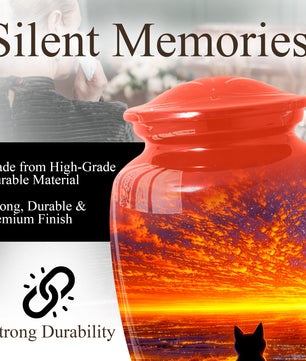 Cat Urn for Mom | Beautiful Sunset Cat Cremation  Large Urn for Mother |Funeral Keepsake