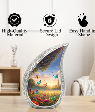 Butterfly Sunflower Adult Urn for Human Ashes – Premium Butterfly & Sunflower Cremation Urn