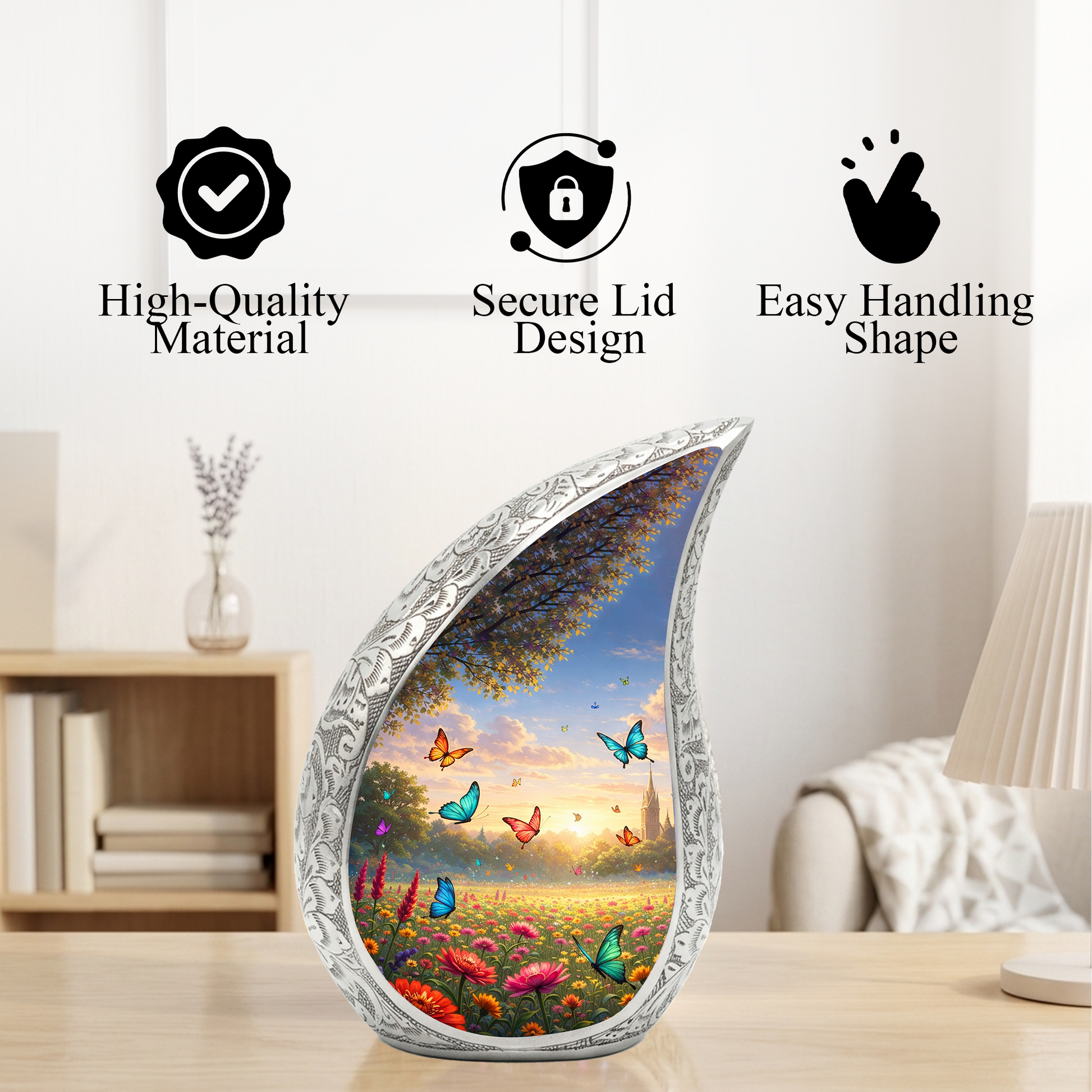Butterfly Sunflower Adult Urn for Human Ashes – Premium Butterfly & Sunflower Cremation Urn