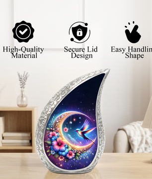 Beautiful Flower Moon with Hummingbird Cremation Urn for Mom & Loved Ones