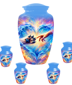 Rainbow Bridge Paw Print Cremation Urn -Dog Memorial Keepsake Urns for Ashes