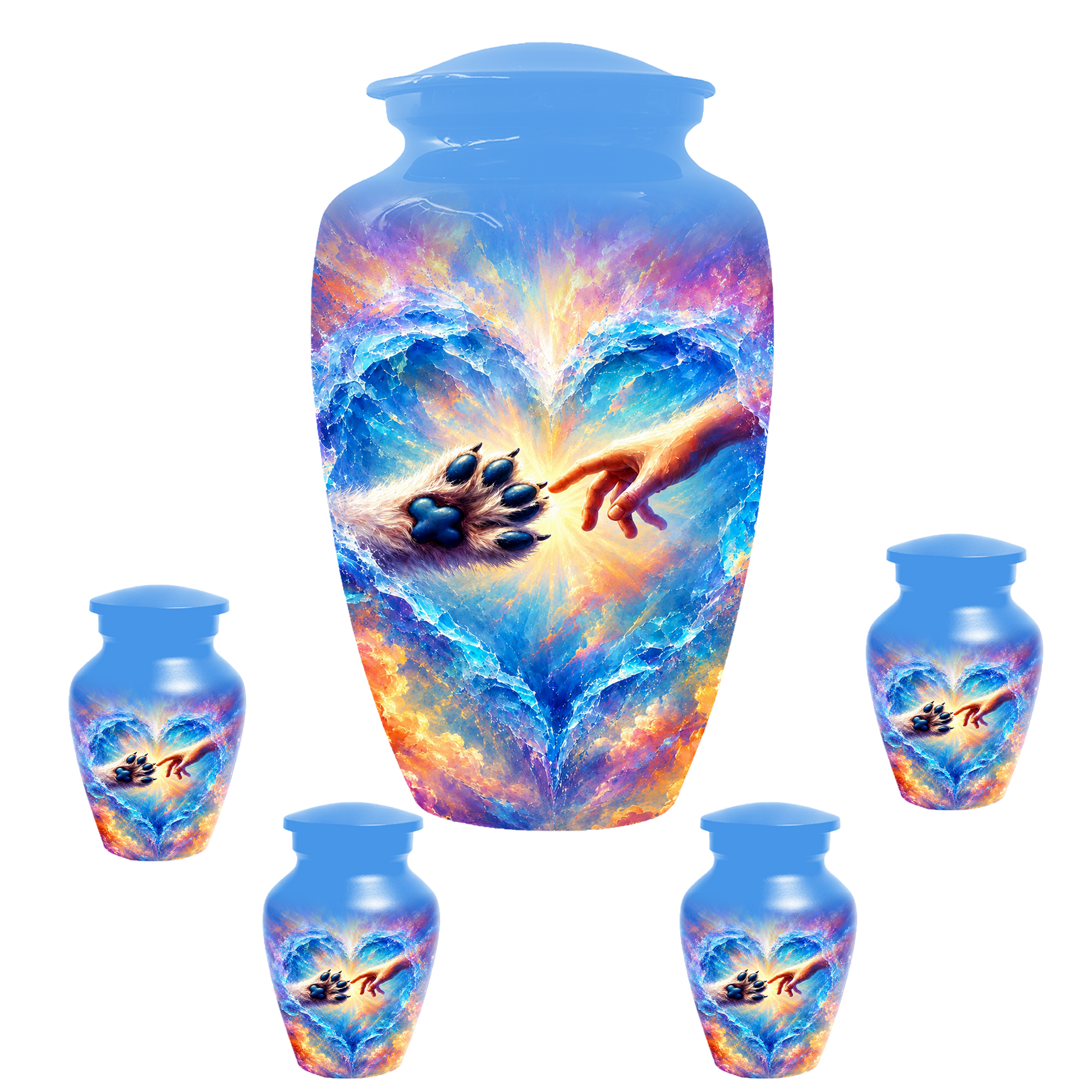 Rainbow Bridge Paw Print Cremation Urn -Dog Memorial Keepsake Urns for Ashes