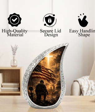 Soldier Urn for Human Ashes | Military Adult Cremation Urn Memorial