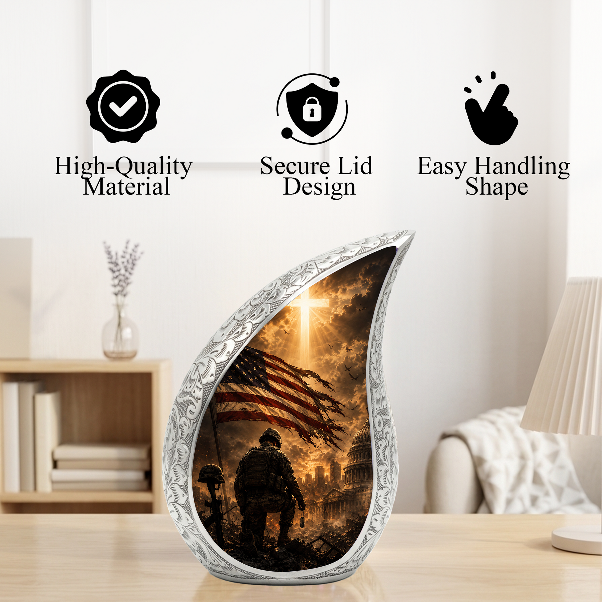 Soldier Urn for Human Ashes | Military Adult Cremation Urn Memorial