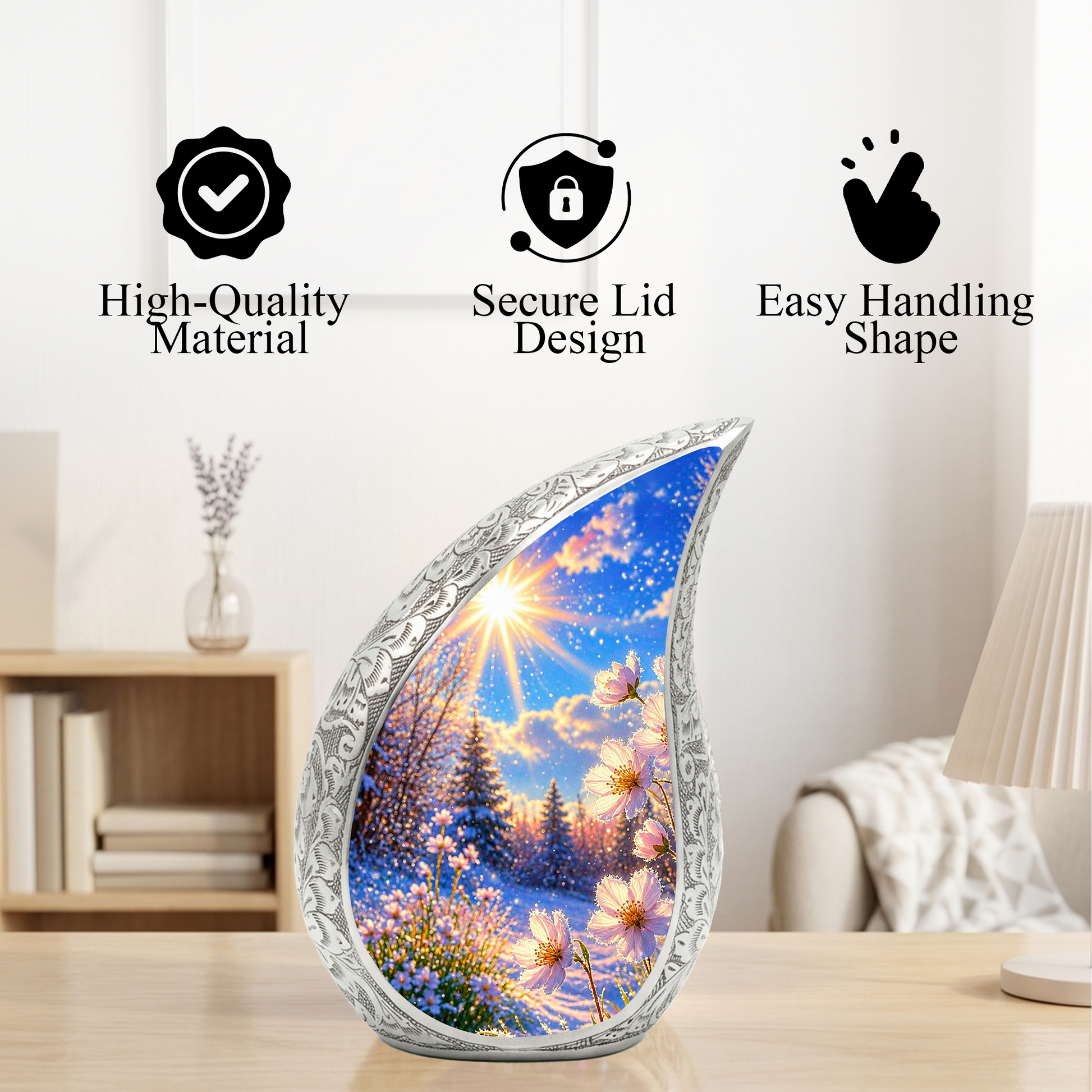 Wildflower Memorial Urn for Mom – Personalized Cremation Urn for Human Ashes | Beautiful Urns for Women