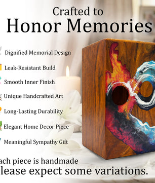 Infinity Ocean Wooden Urn For Ashes - Custom Fire Wood Keepsake Urns Box