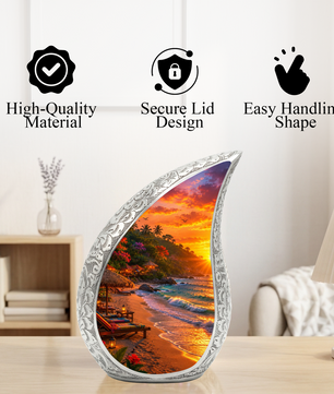 Beach Sunset Adult Urn for Mom, Cremation Keepsake Urn