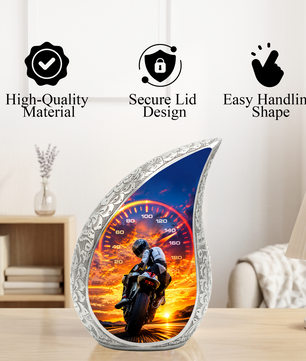 Motorcycle  Sunset Cremation Urn for Dad – Adult Urn for Ashes, Memorial Urn for Father