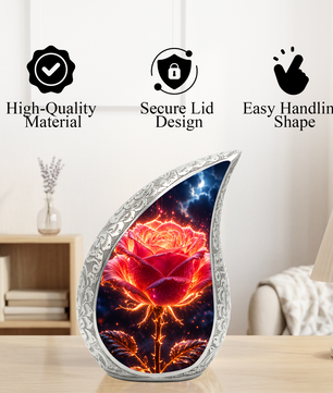 Beautiful Rose Urn for Mom & Women – Cremation Urn for Human Ashes, Keepsake Memorial Urn for Mother