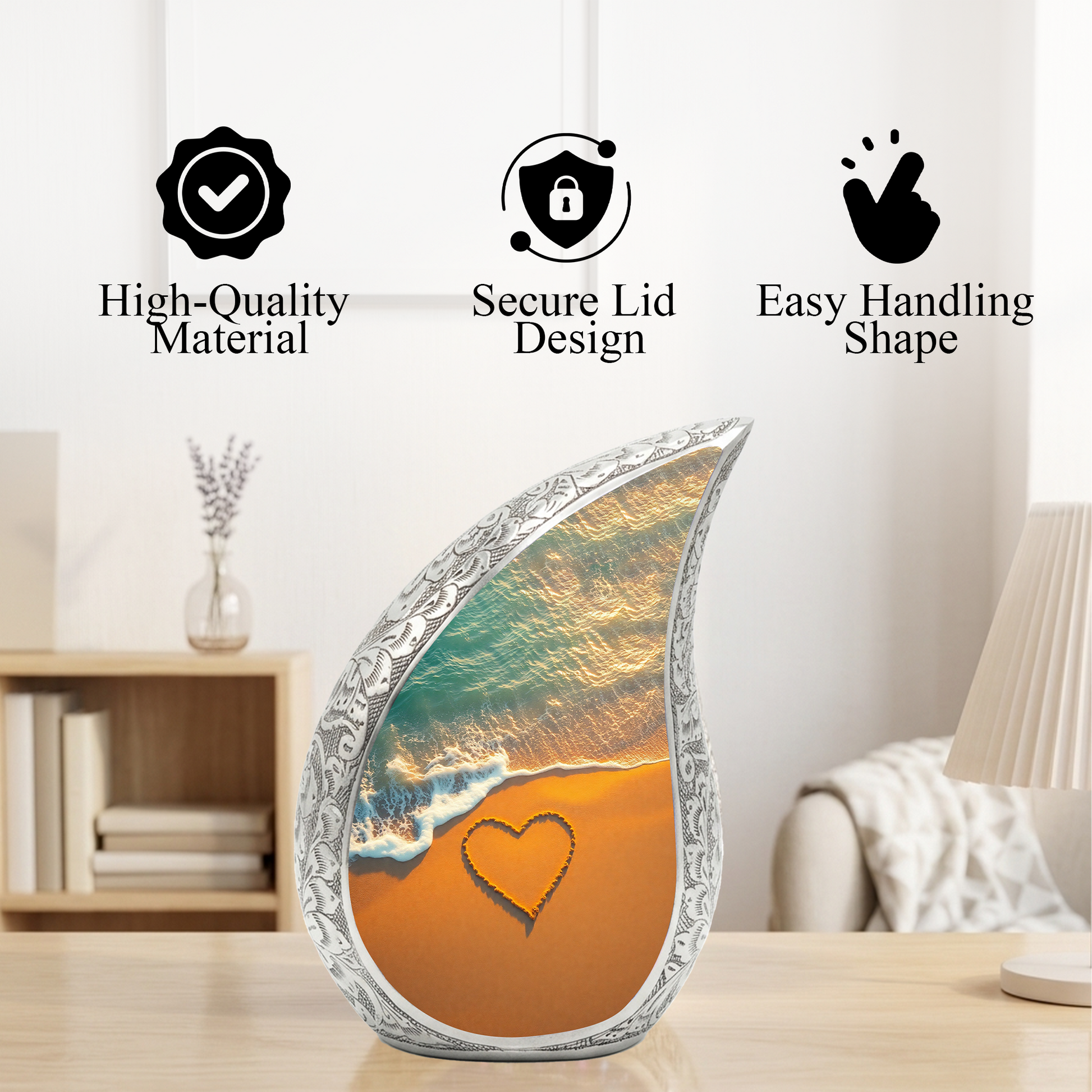 Beach Memorial Urn | Ocean Waves Cremation Urn | Personalized Urn for Mom & Loved Ones
