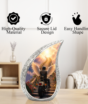 Motorcycle Memorial Urn for Ashes, Biker Cremation Keepsake Urn