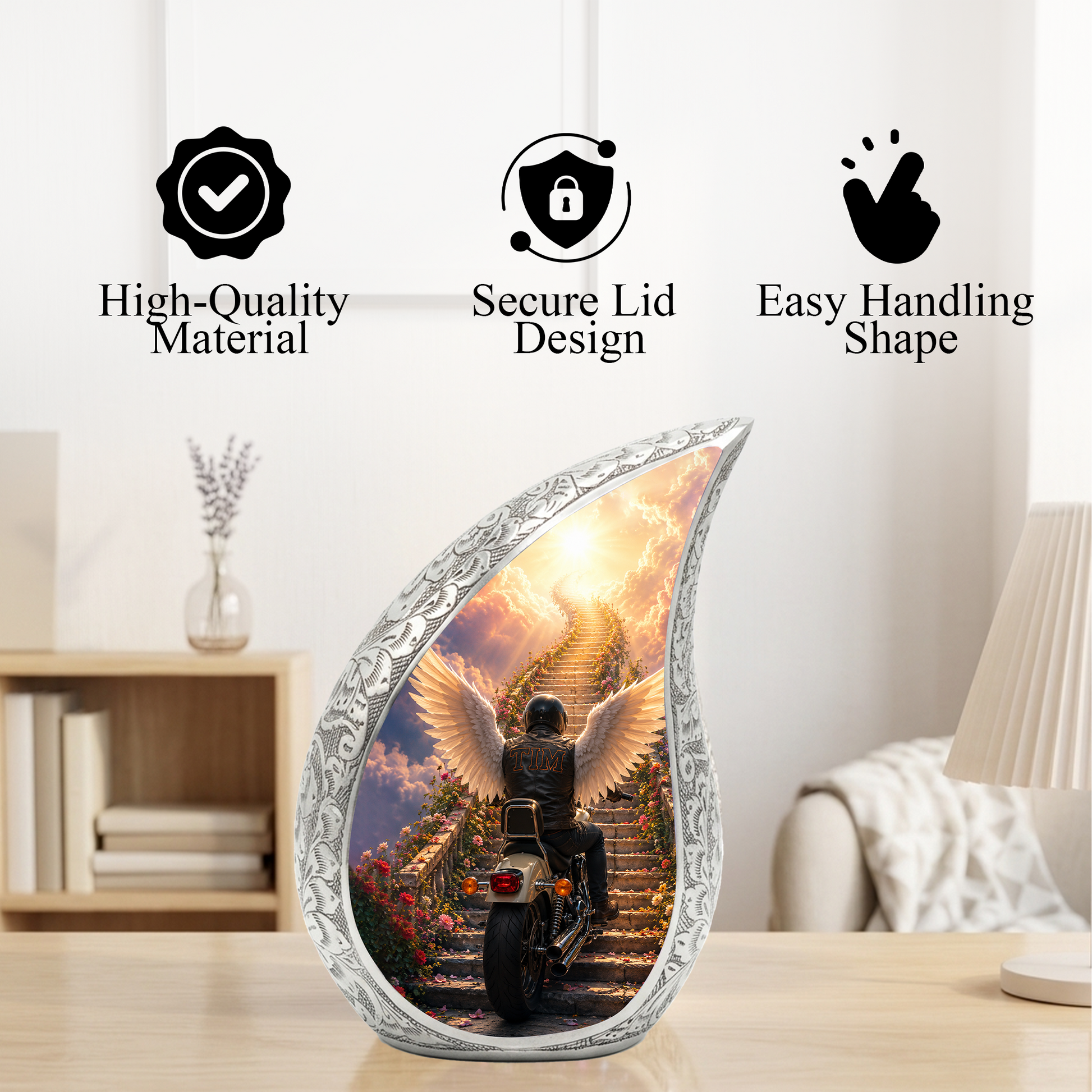 Motorcycle Memorial Urn for Ashes, Biker Cremation Keepsake Urn