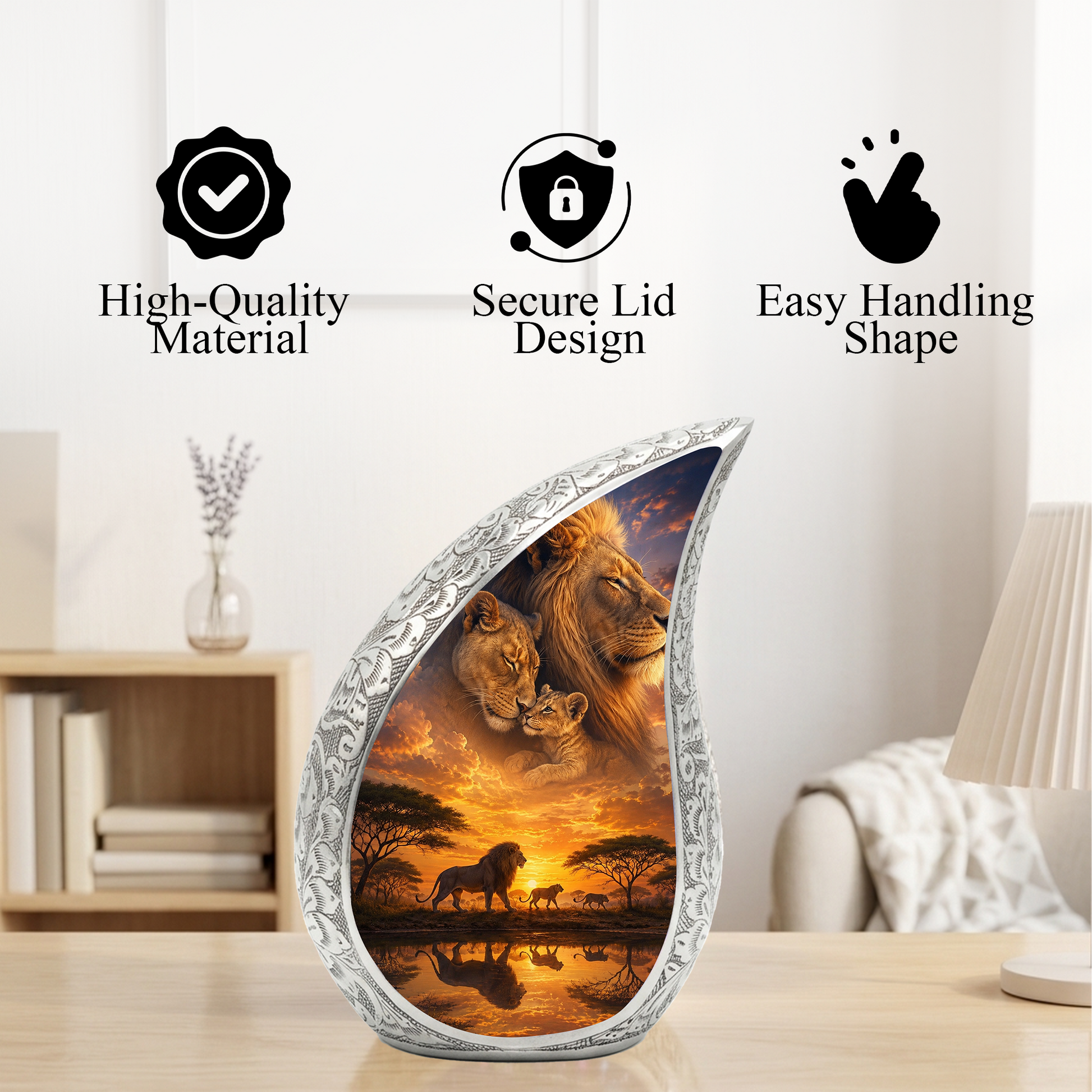 Lion Urn for Adult Ashes | Majestic Adult Cremation Urn for Human Ashes Memorial
