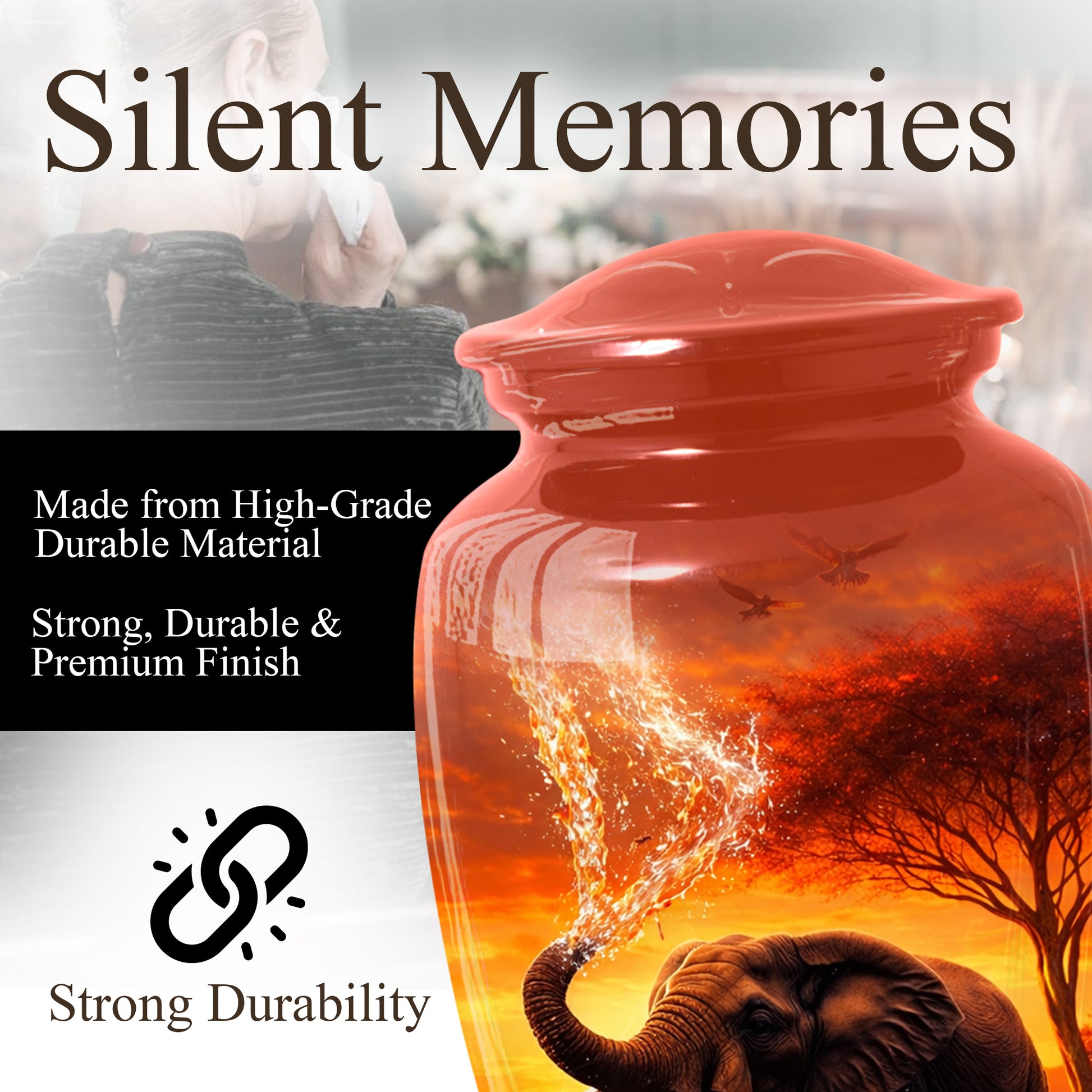 Elephant Urn for Dad- Cremation Large Urn for Ashes Adult Male | Keepsake Urn For Dad
