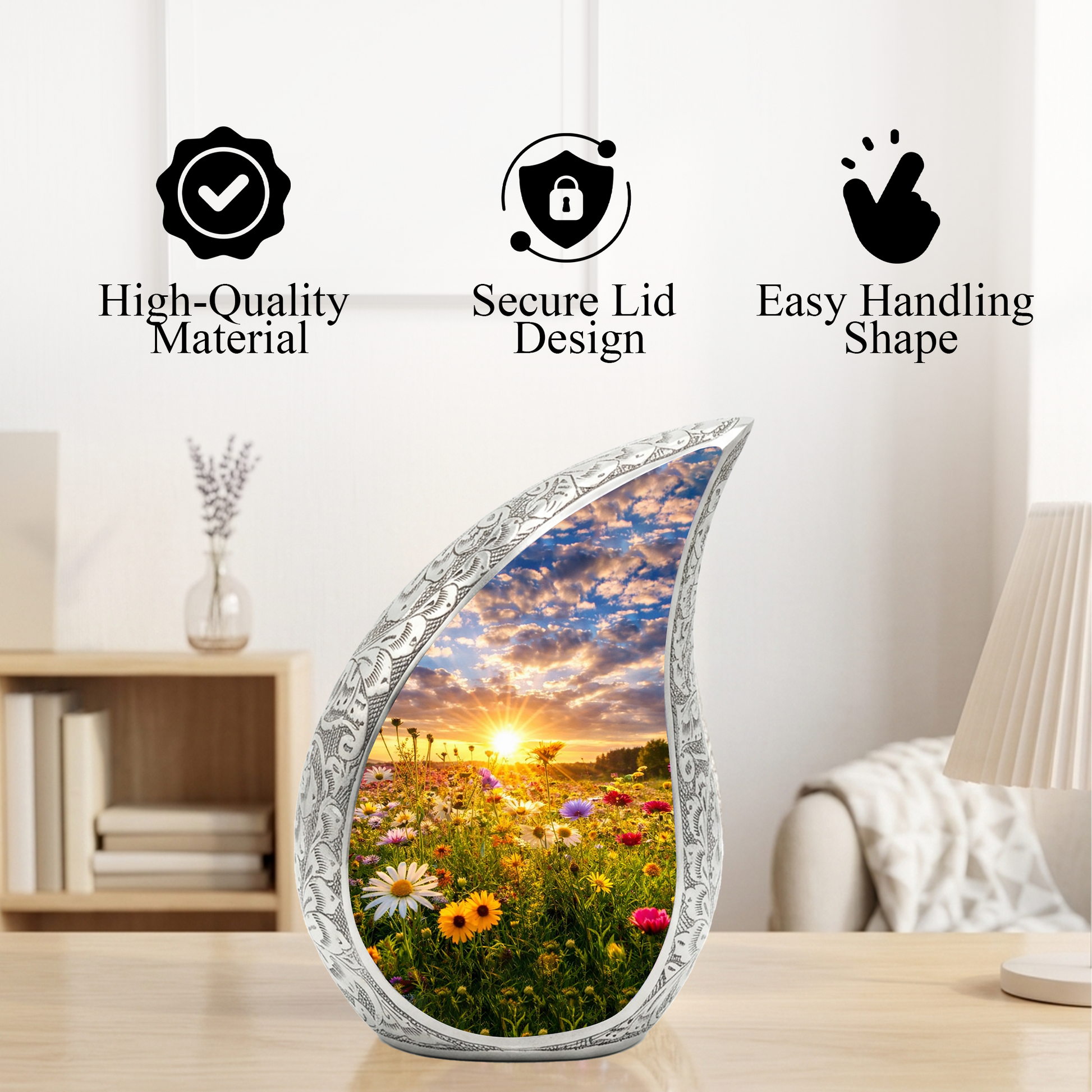 Sunflower Adult Urn for Human Ashes – Premium Sunflower Cremation Urn