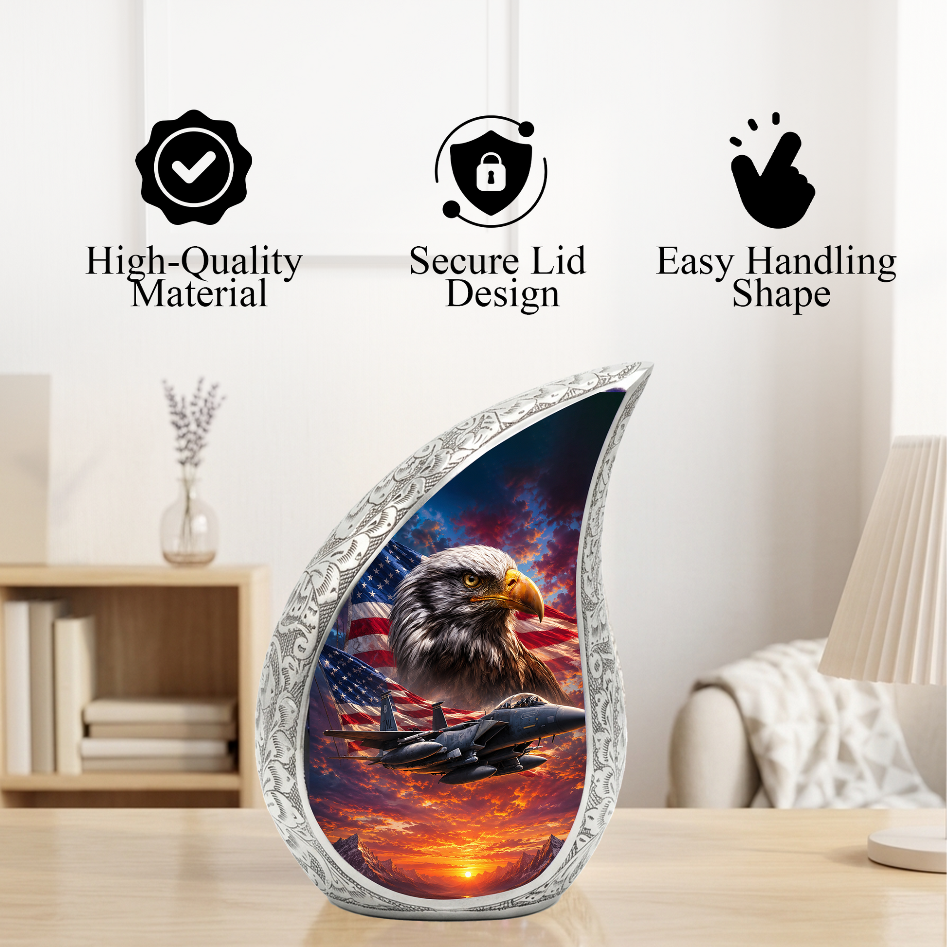 Eagle Urn for Human Ashes | Patriotic Eagle Adult Cremation Urn | Eagle Memorial Urn for Men, Women & Adults