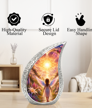 Angel Girl Cremation Urn for Mom, Women & Daughters | Beautiful Female Urn for Human Ashes | Keepsake Memorial Urn