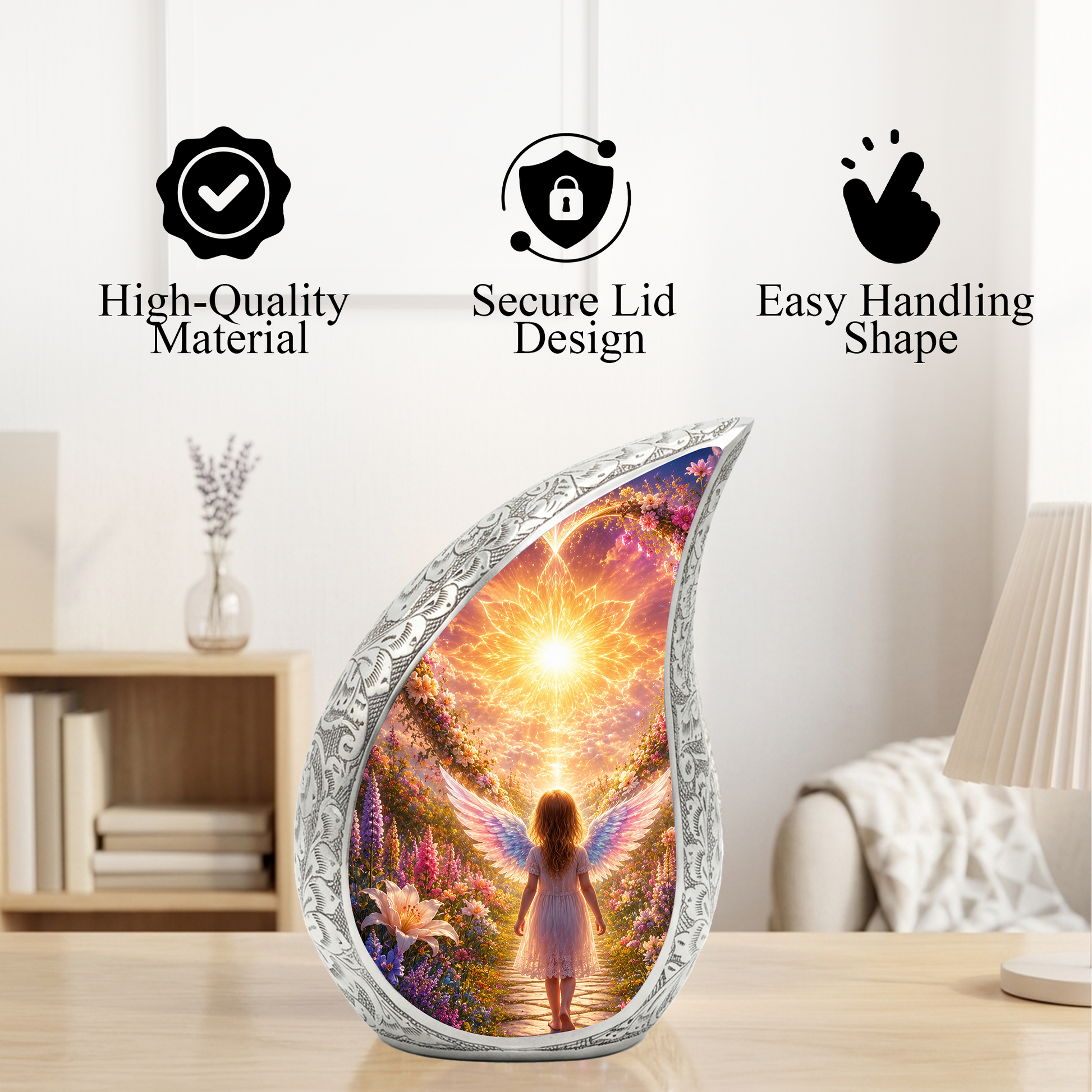 Angel Girl Cremation Urn for Mom, Women & Daughters | Beautiful Female Urn for Human Ashes | Keepsake Memorial Urn