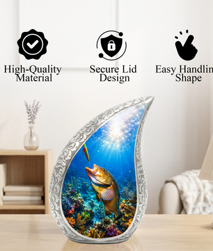 Bass Fishing Memorial Urn for Dad | Fisherman Cremation Urn for Ashes