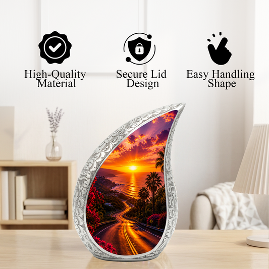 Beach Sunset Urn for Human Ashes | Ocean Coastal Adult Cremation Urn