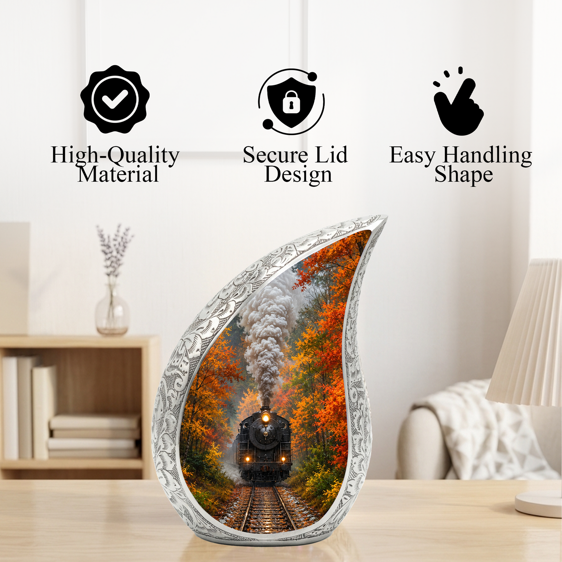 Steam Train Urn for Human Ashes | Vintage Locomotive Adult Cremation Urn