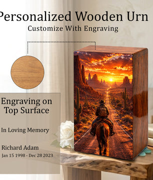 Cowboy Urn For Ashes Male - Cowboys Cremation Large Keepsake Urns For Dad