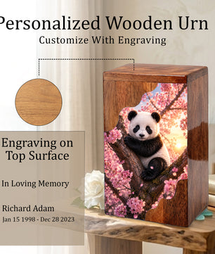Panda Wooden Cremation Urn – Wooden Urn for Human Ashes
