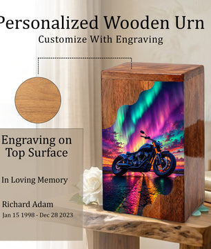 Motorcycle Wooden Cremation Urn – Wooden Urn for Human Ashes