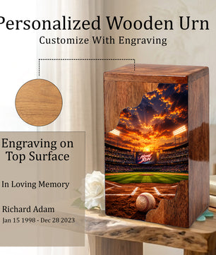 Baseball Wooden Cremation Urn – Wooden Urn for Human Ashes