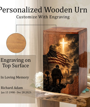 Christian Wooden Cremation Urn | Cross Urn for Ashes | Religious Urn for Dad