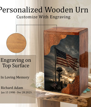 Military Wooden Cremation Urn for Human Ashes