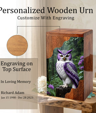 Owl Wooden Cremation Urn – Woodland Memorial Urn