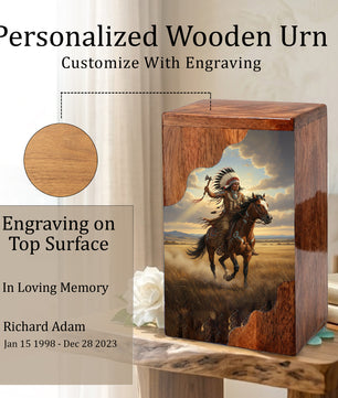 Western Cremation Urn for Dad – Custom Wooden Memorial Urn Box for Ashes