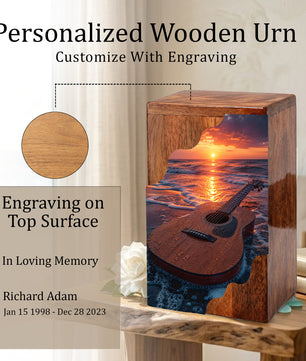 Guitar Cremation Urns for Human Ashes | Adult Urns for Ashes | Wooden Cremation Urn