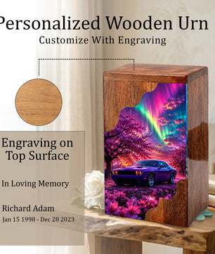 Car Wooden Cremation Urn – Wooden Urn for Human Ashes