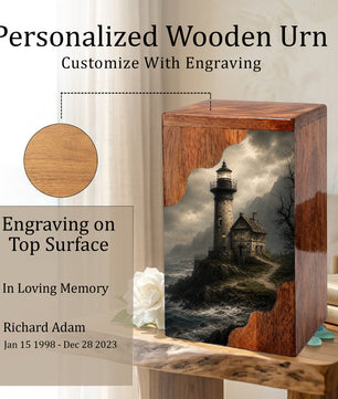 Lighthouse Wooden Cremation Urn – Coastal Memorial Urn