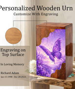 Butterfly Cremation Urn for Mom | Wooden Butterfly Urn for Human Ashes