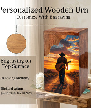 Guitar Wooden Cremation Urn – Wooden Urn for Human Ashes